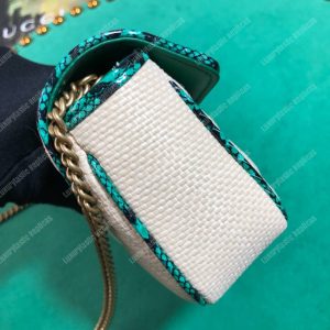 Gucci GG Marmont Matelassé Super Mini Bag Green Snakeskin Trim - Image 6