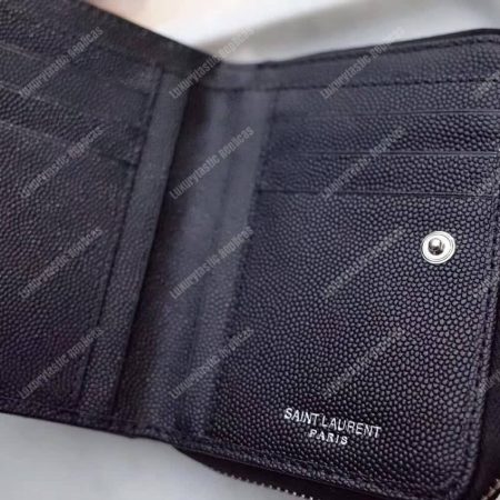Saint Laurent Compact Zip Around Wallet Black Grain De Poudre - Image 5