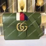 Gucci GG Marmont Stylish Striped Canvas Bag Green
