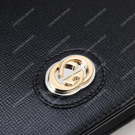 Gucci Leather Chain Card Case Wallet Black - Image 7
