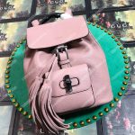 Gucci Leather Bamboo Tassel Mini Backpack Magnolia