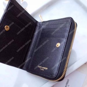 Saint Laurent Compact Zip Around Wallet Black Grain De Poudre - Image 6