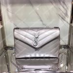 Saint Laurent Small Loulou Monogram Chain Bag Grey Metallic