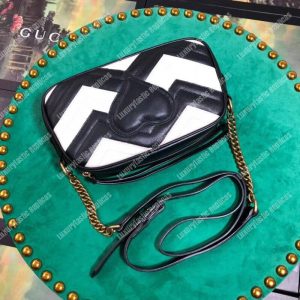 Gucci GG Marmont Small Matelassé Shoulder Bag Black and White - Image 3