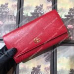 Gucci Red GG Marmont Leather Continental Wallet Small GG Metal