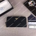 Prada Large Saffiano Leather Wallet Black Gold Hardware