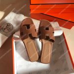 Hermes Oran Sandal Calfskin Leather Chocolate Brown