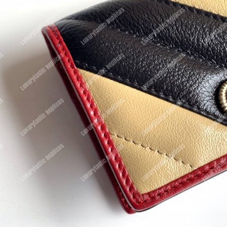 Gucci GG Marmont Card Case Wallet Black Beige - Image 7