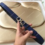 ﻿Salvatore Ferragamo Adjustable and Reversible Gancini Belt Blue / Black