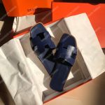 Hermes Oran Sandal Calfskin Leather Marine Blue