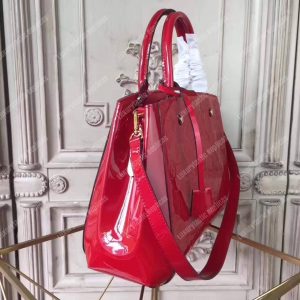 LV Montaigne MM Tote Bag Monogram Vernis Red - Image 3