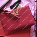 Gucci Leather Pouch With Butterfly Red