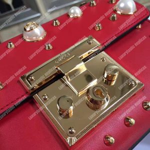 Gucci Padlock Shoulder Bag Red With Pearls - Image 7