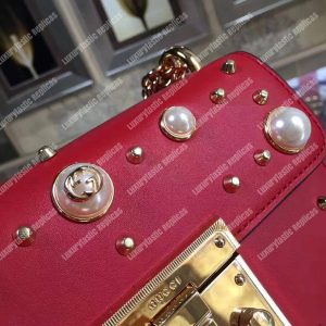 Gucci Padlock Shoulder Bag Red With Pearls - Image 8