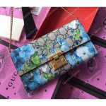 Gucci GG Blooms Supreme Padlock Continental Wallet Blue