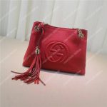 Gucci Soho Leather Chain Strap Shoulder Bag Red