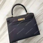 Hermes Kelly 32 Epsom Black Gold-toned Hardware
