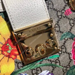 Gucci Padlock Small Shoulder Bag White Flora - Image 9
