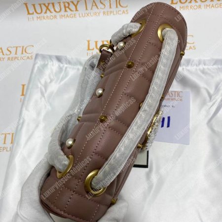 Gucci GG Marmont Small Matelassé Shoulder Bag With Pearls Dusty Pink - Image 12