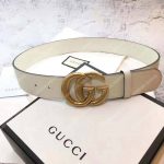 Gucci Leather Belt with Double G Buckle White