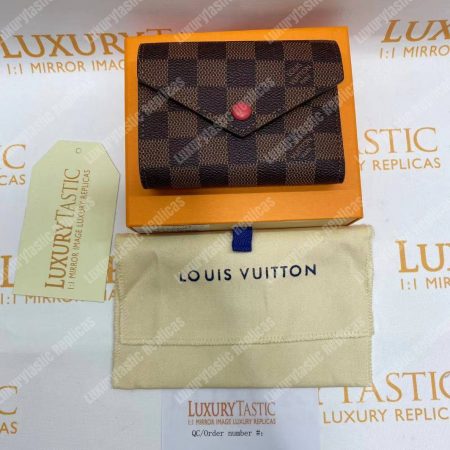 LV Victorine Wallet Damier Ebene Cerise Red - Image 11