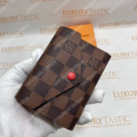 LV Victorine Wallet Damier Ebene Cerise Red - Image 12