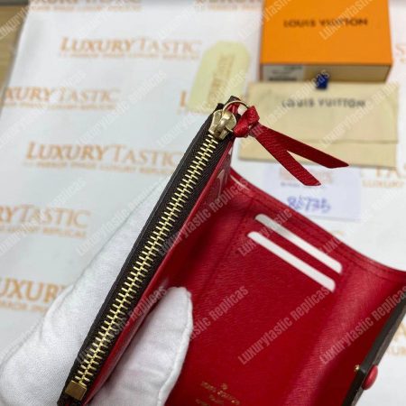 LV Victorine Wallet Damier Ebene Cerise Red - Image 10