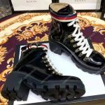 Gucci Leather Ankle Boot With Sylvie Web