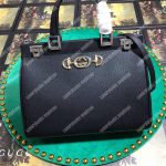 Gucci Zumi Grainy Leather Medium Top Handle Bag Black