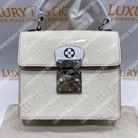 LV Spring Street Monogram Vernis Creme Beige - Image 14