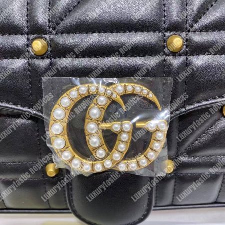 Gucci GG Marmont Small Matelassé Shoulder Bag With Pearls Black - Image 17