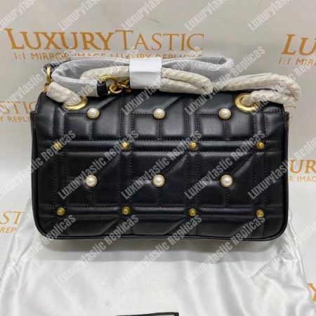 Gucci GG Marmont Small Matelassé Shoulder Bag With Pearls Black - Image 7