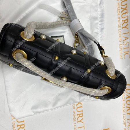 Gucci GG Marmont Small Matelassé Shoulder Bag With Pearls Black - Image 11