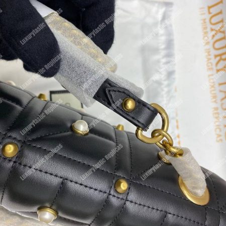 Gucci GG Marmont Small Matelassé Shoulder Bag With Pearls Black - Image 12