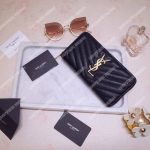 Saint Laurent Monogram Zip Around Wallet Black Grain De Poudre