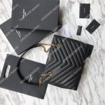 Saint Laurent Medium Leather Tribeca Double Chain Black