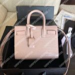 Saint Laurent Classic Sac De Jour Baby In Embossed Crocodile Shiny Leather Pink
