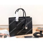 Saint Laurent Classic Sac De Jour Baby In Embossed Crocodile Shiny Leather Black