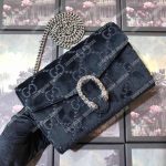 Gucci Dionysus GG Velvet Mini Chain Wallet Black Velvet