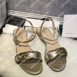 Gucci Marmont GG Metallic Sandals Flat