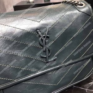 Saint Laurent Niki Medium Bag In Crinkled Vintage Leather Deep Green - Image 3