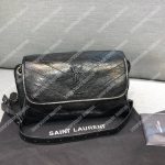Saint Luarent Niki Body Bag In Crinkled Vintage Leather Black