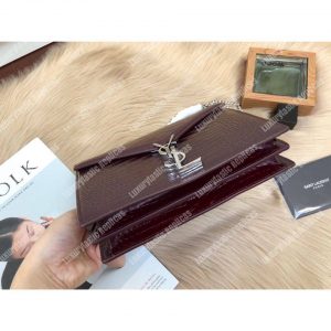 Saint Laurent Cassandra Monogram Clasp Bag In Crocodile Embossed Shiny Leather Dark Legion Red - Image 3