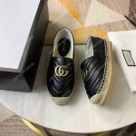 Gucci Leather Espadrille With Double G Black
