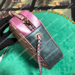 Gucci Laminated Leather Small Shoulder Bag Blue/Pink - Image 7