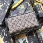 Gucci Supreme Zip Around Leather Wallet Black