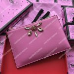 Gucci Leather Pouch With Double G And Crystals Pink
