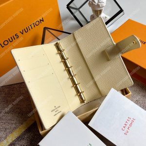 LV Small Ring Agenda Cover Damier Ebene White - Image 5