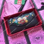 Gucci Embroidered Leather Continental Wallet Black