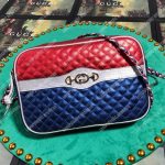 Gucci Laminated Leather Small Shoulder Bag Blue/Red